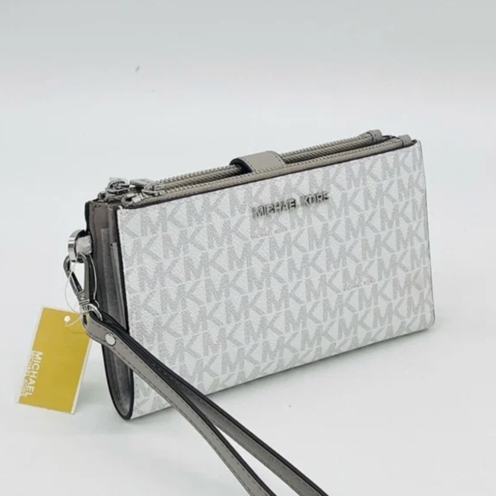 Michael Kors MK Jet Set Travel Large Double Zip PVC Leather Wallet